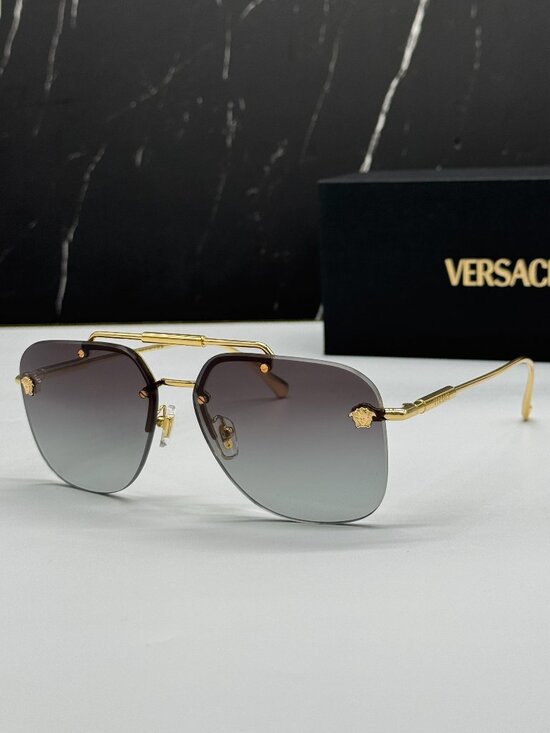 Versace VE2296 1002/84 Pilot Gray Gold Unisex Sunglasses Authentic NEW main image 4